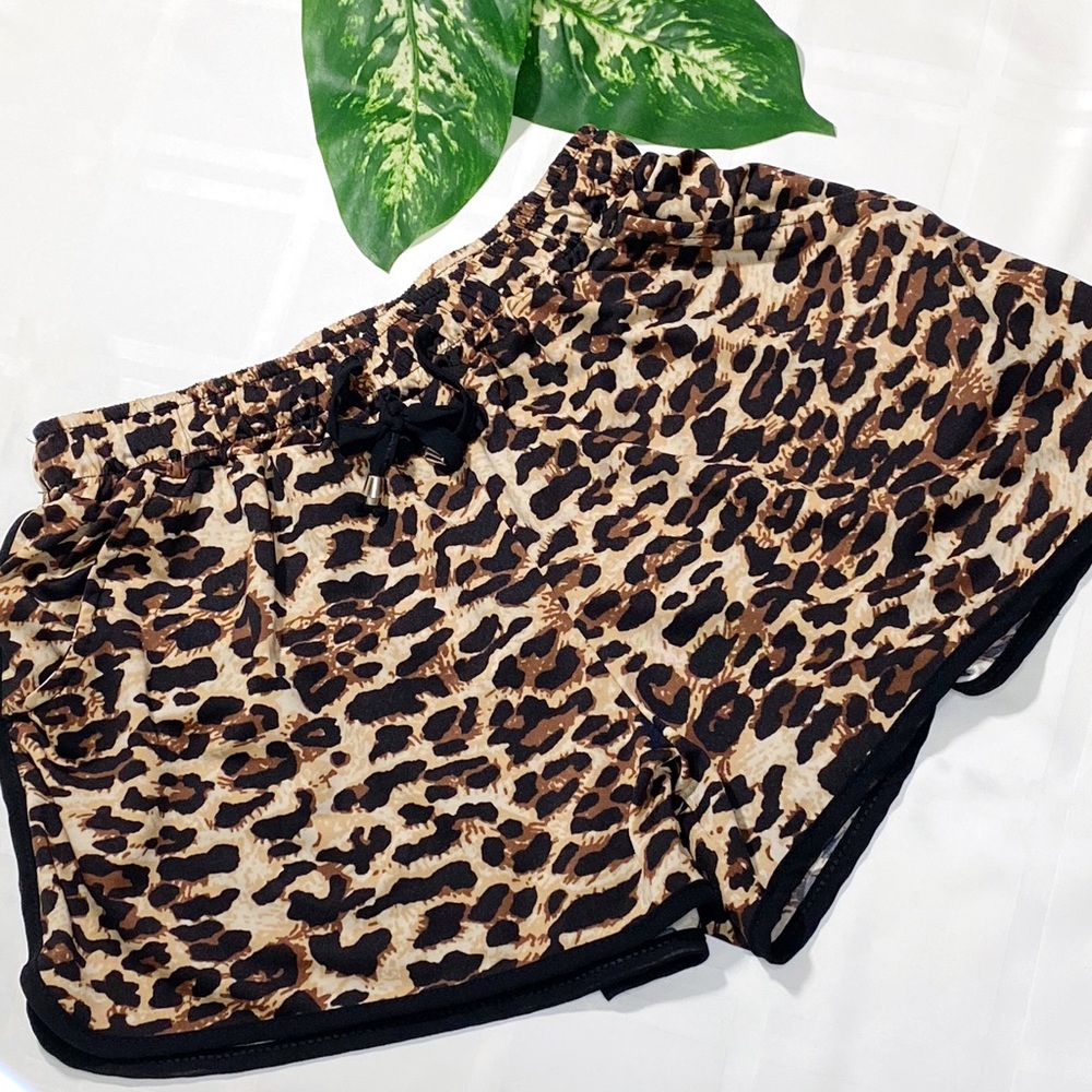 Leopard Casual Summer Beach Shorts Women's Large